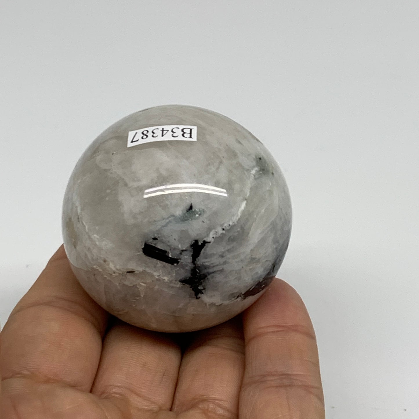 151.8g, 1.9"(48mm), Natural Rainbow Moonstone Sphere Ball Gemstone, B34387