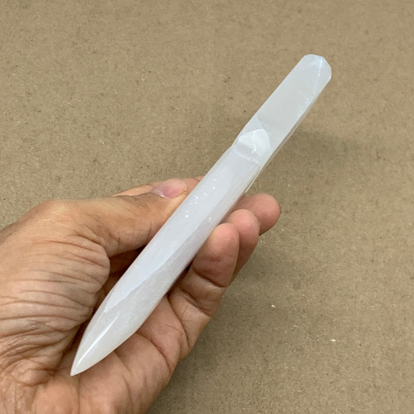 146g, 7.5"x1.3"x0.6", Natural Selenite Crystal Dagger (Satin Spar), B36907