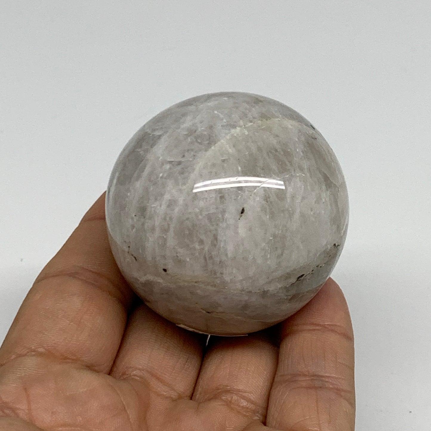 151.8g, 1.9"(48mm), Natural Rainbow Moonstone Sphere Ball Gemstone, B34387