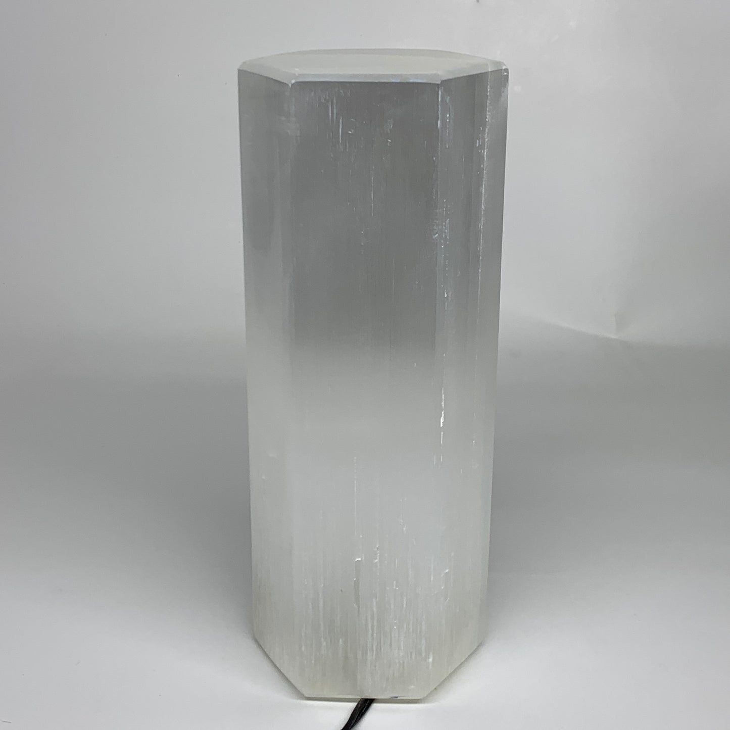 7.8 lbs. 9.75"x3.5", Hexagon Selenite (Satin Spar) Lamp, w/6ft Chord, B35835