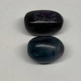 153.5g, 1.7"-2",2pcs, Multi Color Fluorite Crystal Tumbled Stones, B28723