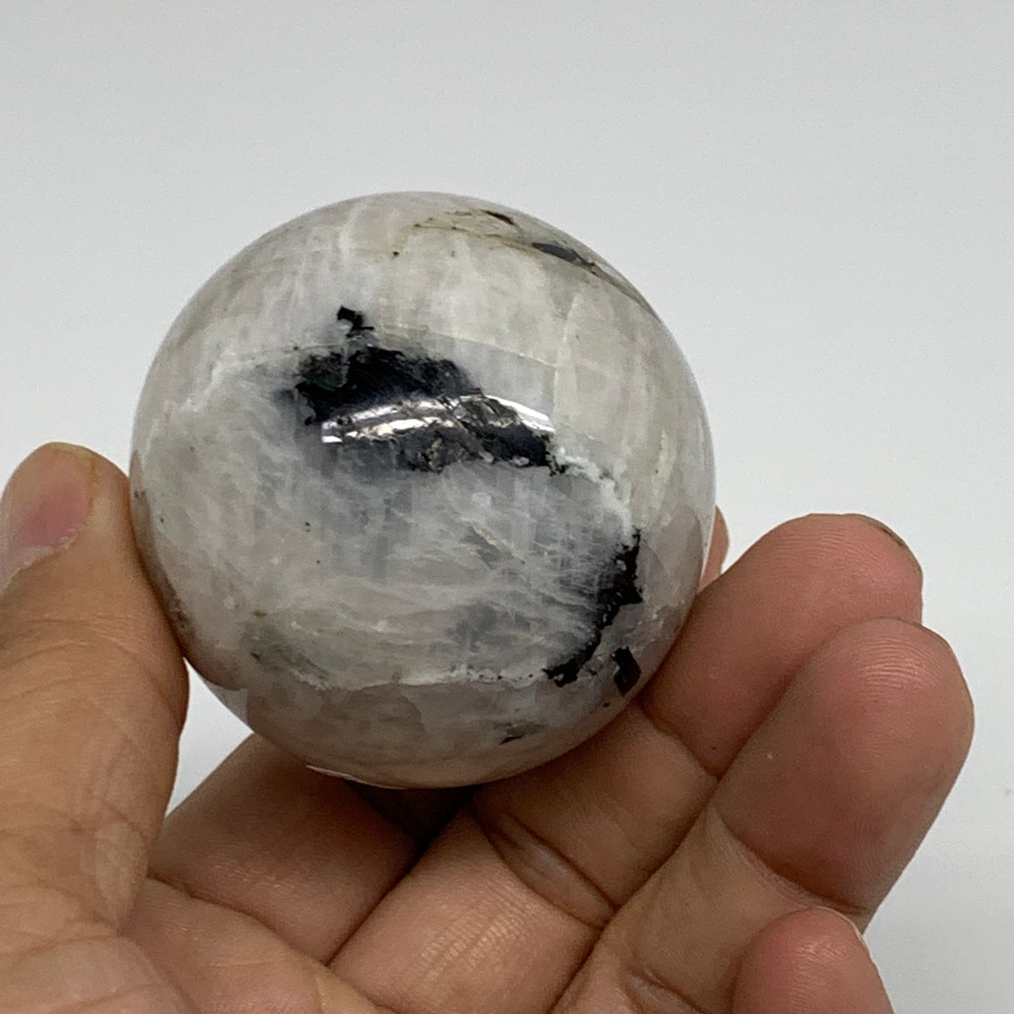 151.8g, 1.9"(48mm), Natural Rainbow Moonstone Sphere Ball Gemstone, B34387