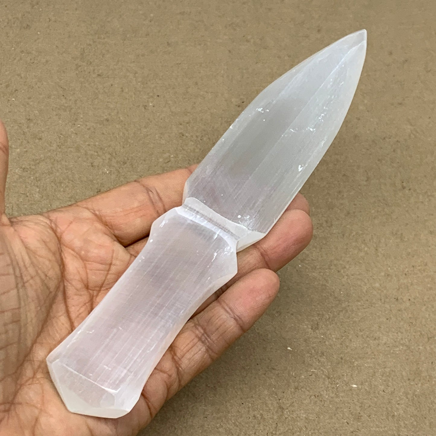 146g, 7.5"x1.3"x0.6", Natural Selenite Crystal Dagger (Satin Spar), B36907