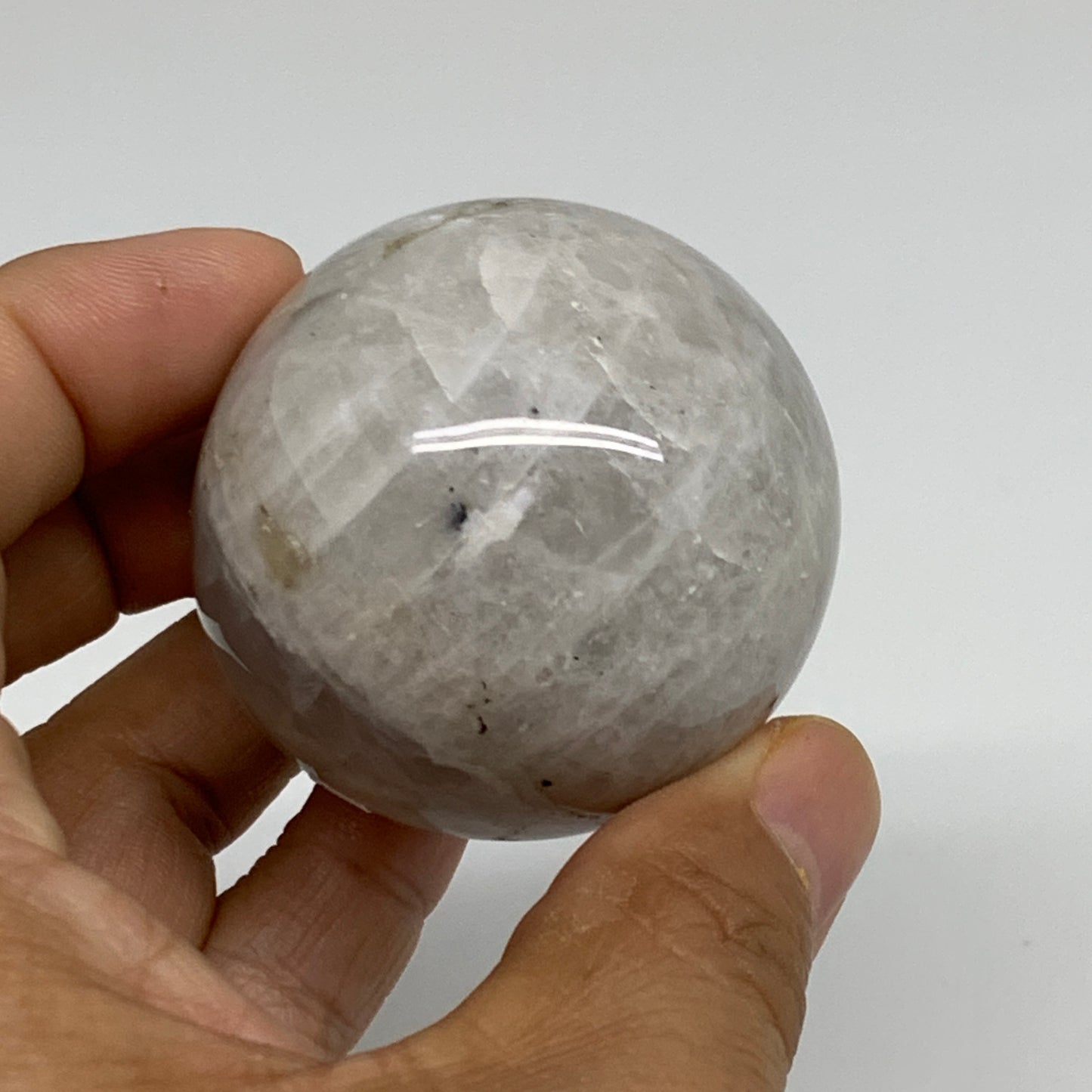 151.8g, 1.9"(48mm), Natural Rainbow Moonstone Sphere Ball Gemstone, B34387