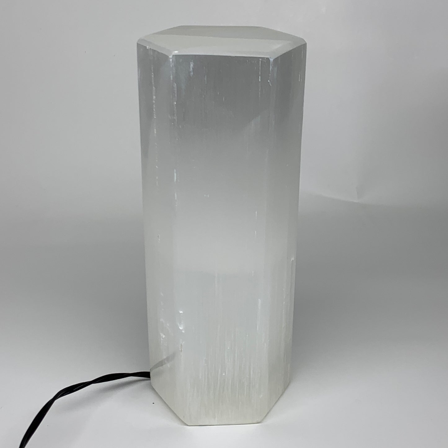 7.8 lbs. 9.75"x3.5", Hexagon Selenite (Satin Spar) Lamp, w/6ft Chord, B35835