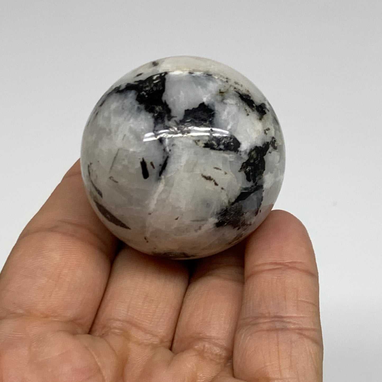 96.4g, 1.6"(41mm), Natural Rainbow Moonstone Sphere Ball Gemstone, B35173