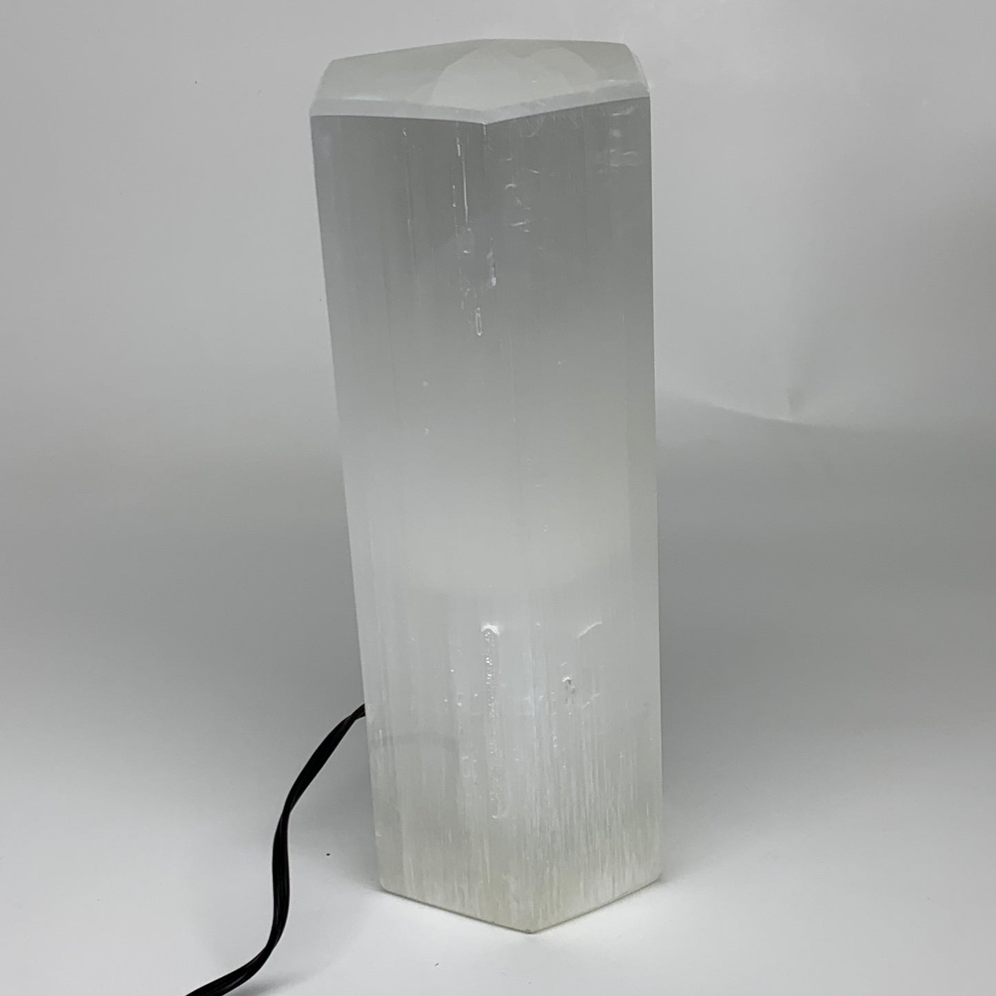 7.8 lbs. 9.75"x3.5", Hexagon Selenite (Satin Spar) Lamp, w/6ft Chord, B35835