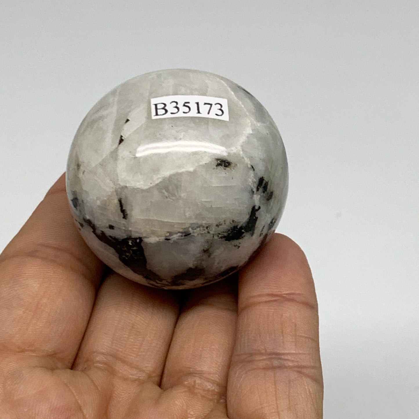 96.4g, 1.6"(41mm), Natural Rainbow Moonstone Sphere Ball Gemstone, B35173