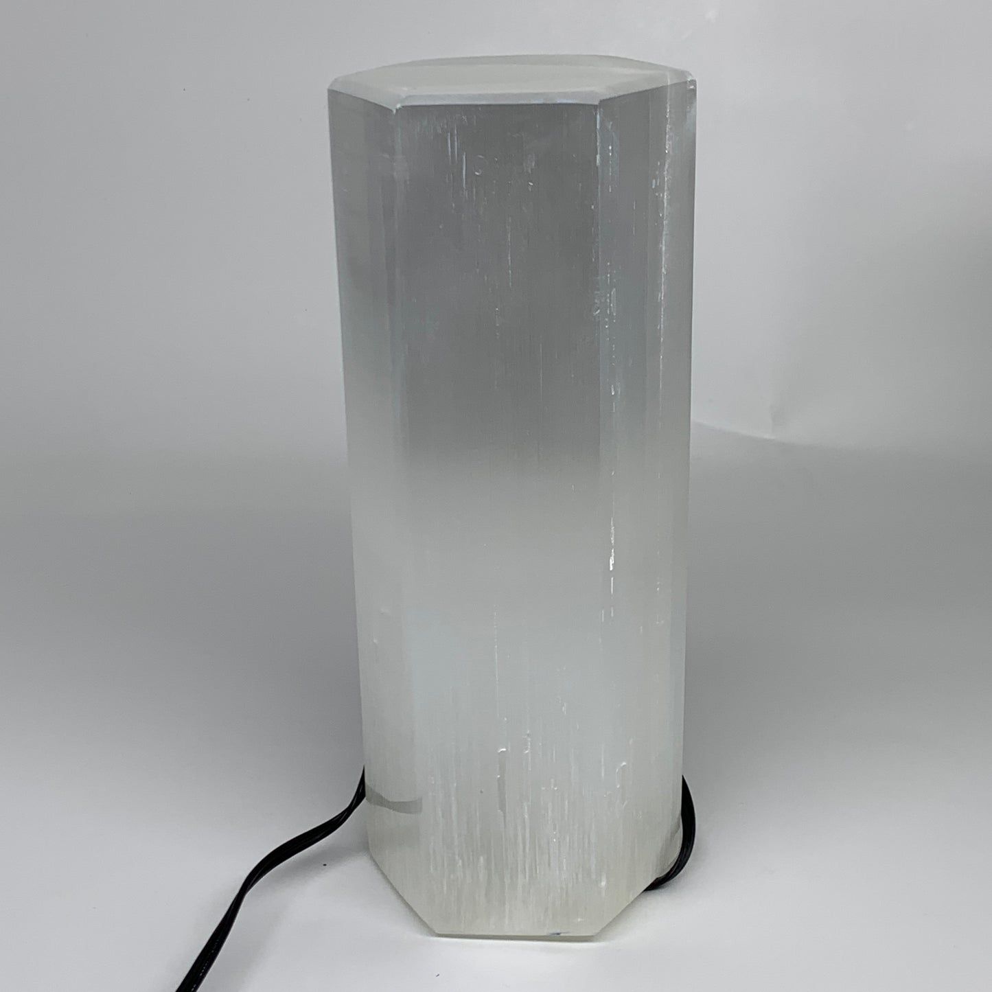 7.8 lbs. 9.75"x3.5", Hexagon Selenite (Satin Spar) Lamp, w/6ft Chord, B35835