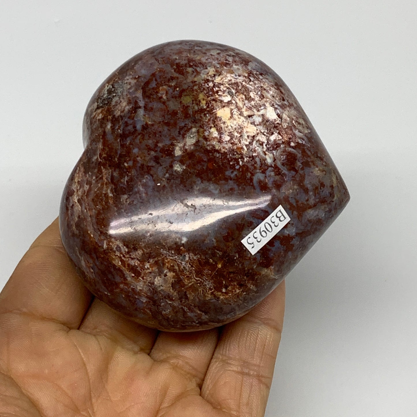 0.58 lbs, 2.7"x3.1"x1.4" Ocean Jasper Heart Polished Healing Crystal, B30935