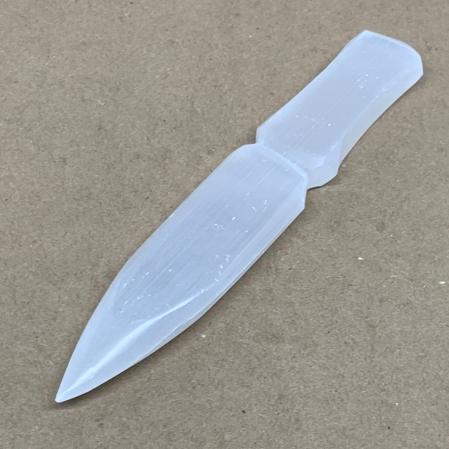 146g, 7.5"x1.3"x0.6", Natural Selenite Crystal Dagger (Satin Spar), B36907