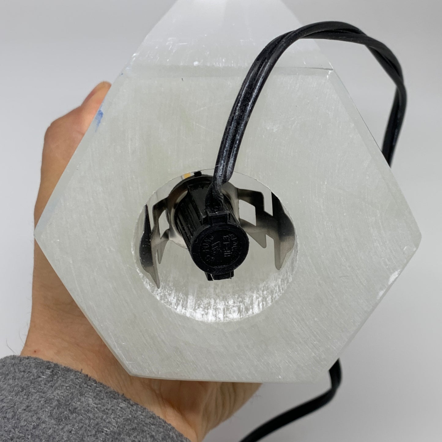 7.8 lbs. 9.75"x3.5", Hexagon Selenite (Satin Spar) Lamp, w/6ft Chord, B35835