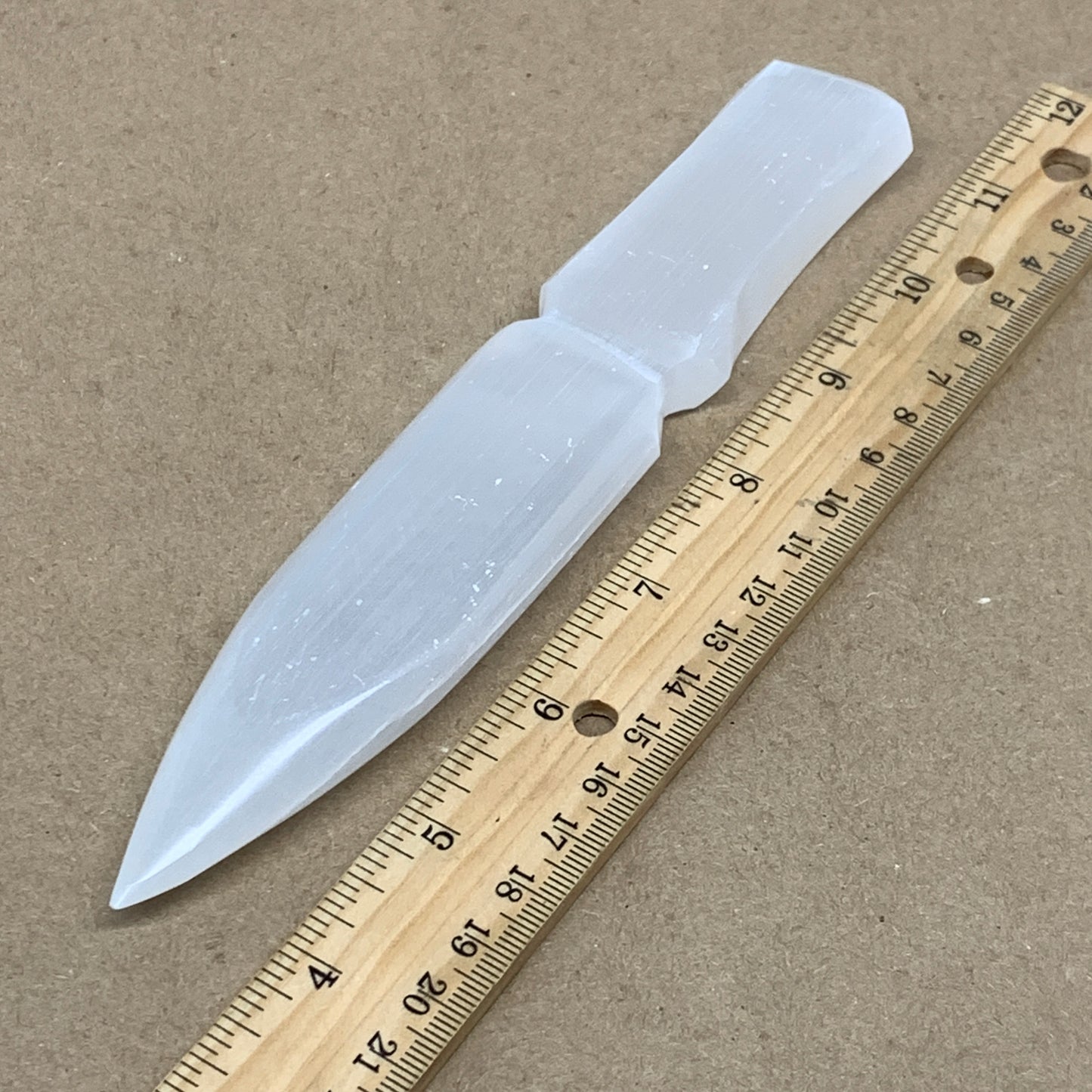 146g, 7.5"x1.3"x0.6", Natural Selenite Crystal Dagger (Satin Spar), B36907