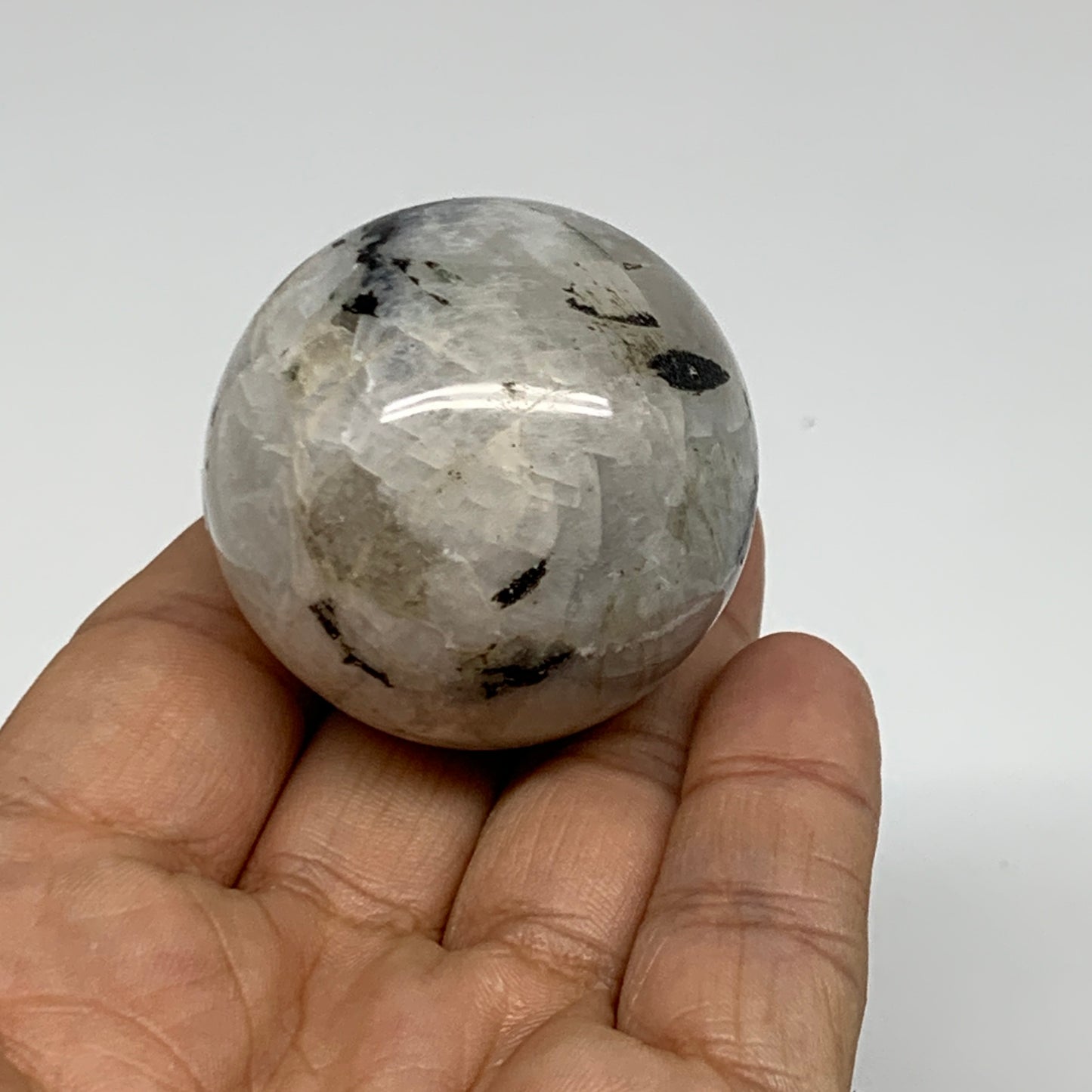 96.4g, 1.6"(41mm), Natural Rainbow Moonstone Sphere Ball Gemstone, B35173