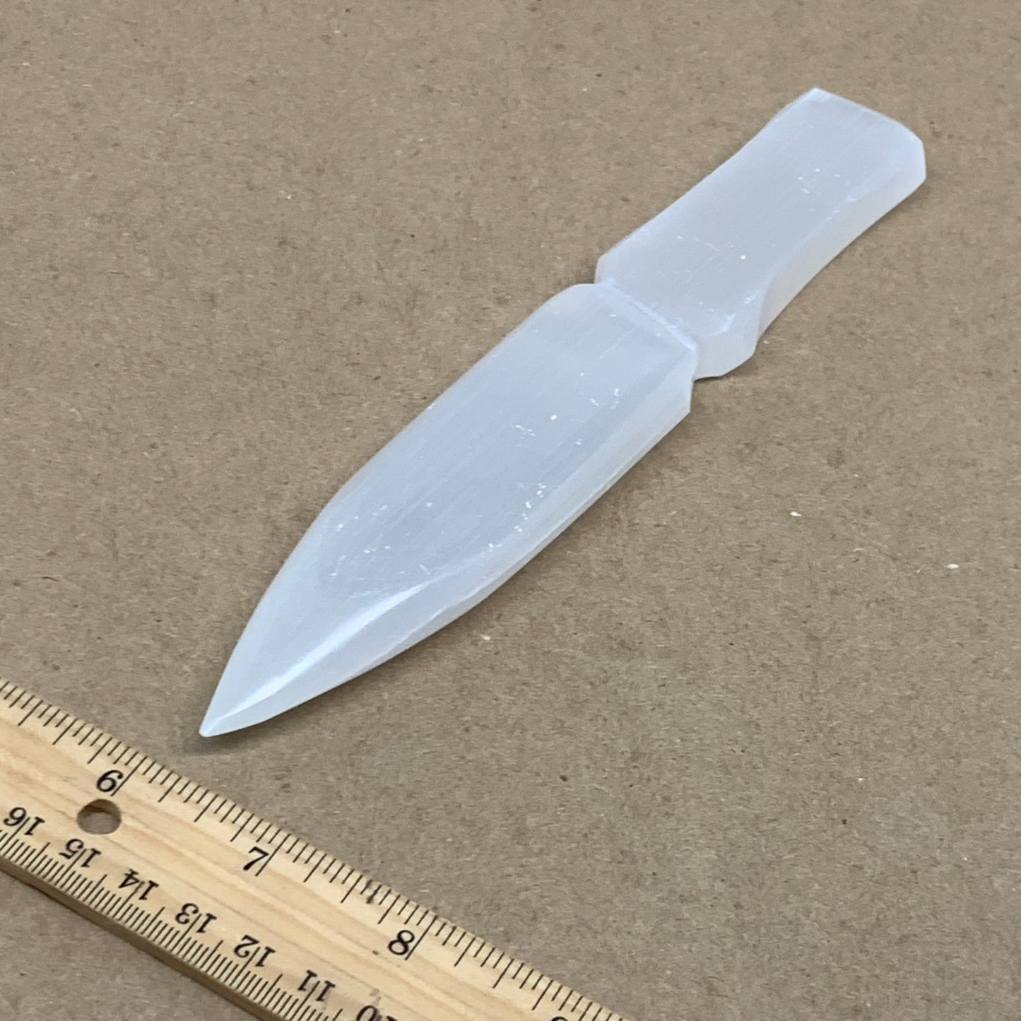 146g, 7.5"x1.3"x0.6", Natural Selenite Crystal Dagger (Satin Spar), B36907