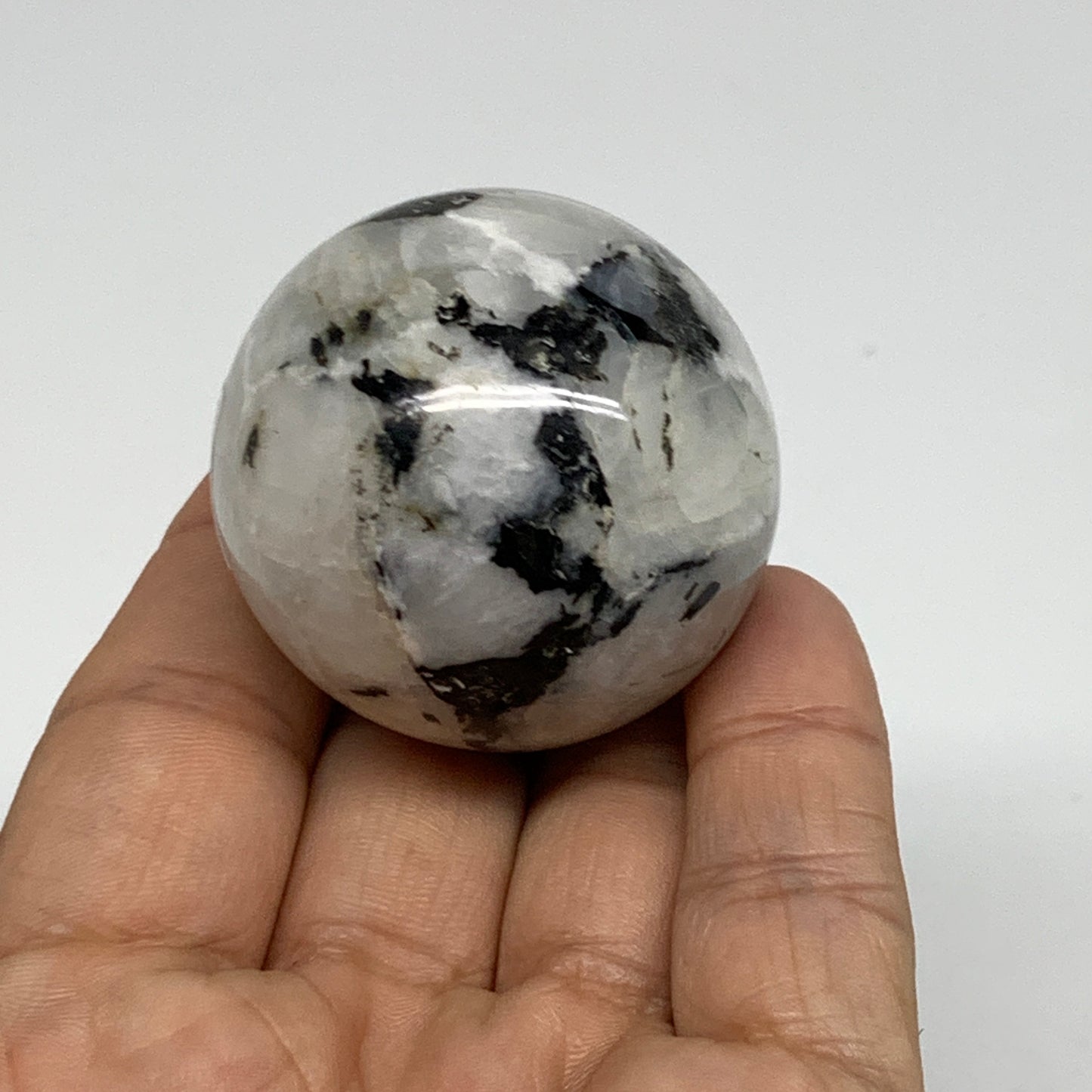 96.4g, 1.6"(41mm), Natural Rainbow Moonstone Sphere Ball Gemstone, B35173