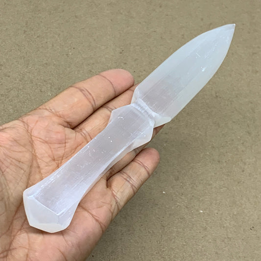 122g, 7.5"x1.1"x0.6", Natural Selenite Crystal Dagger (Satin Spar), B36908