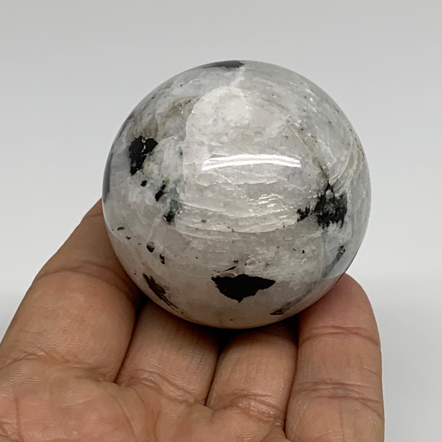 155.6g, 1.9"(48mm), Natural Rainbow Moonstone Sphere Ball Gemstone, B34388