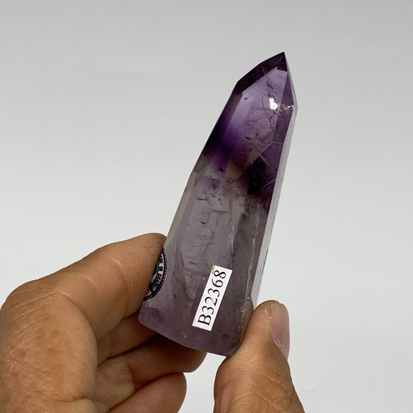 70.2g, 2.6"x1.3"x0.9", Natural Amethyst Tower Point Obelisk @Brazil, B32368