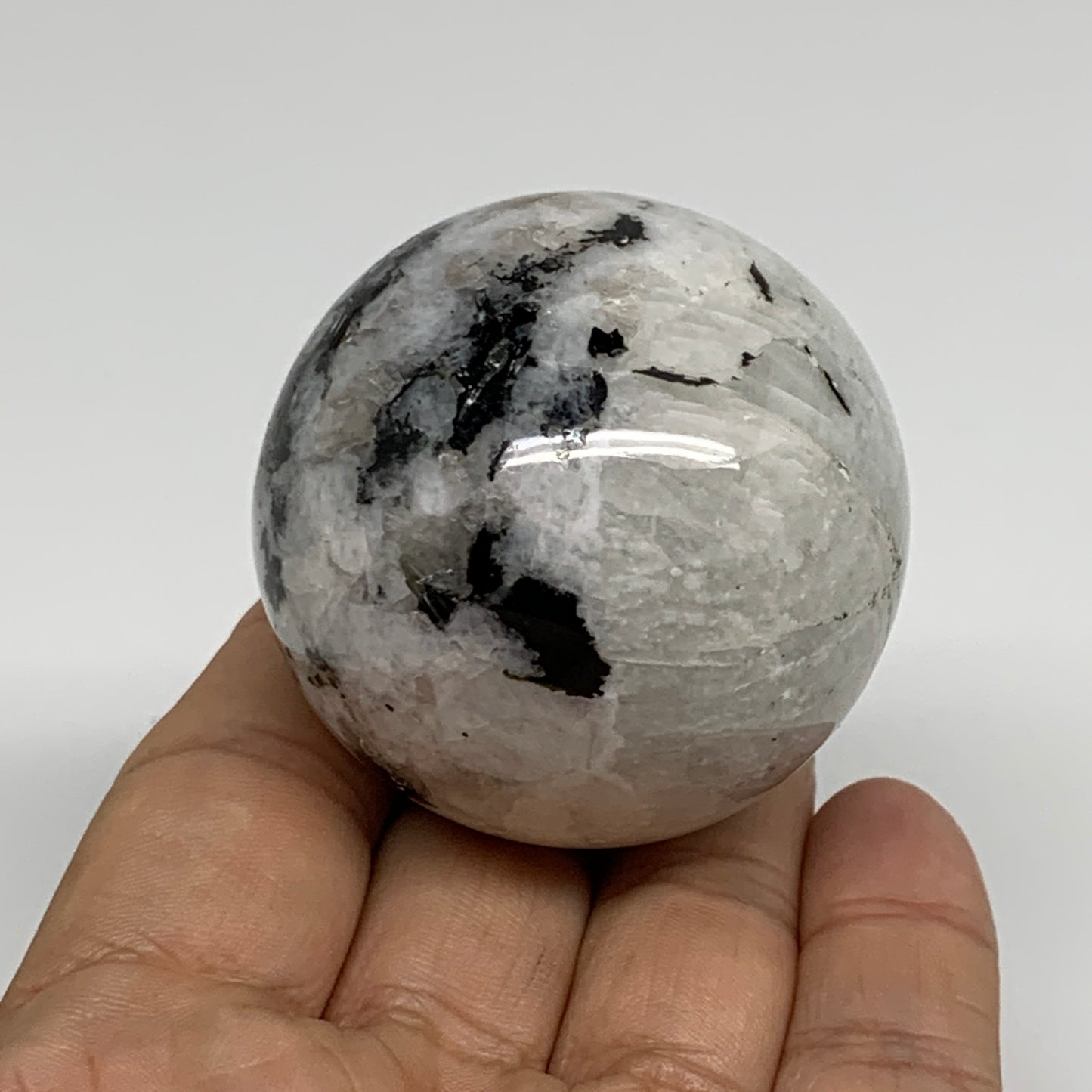 155.6g, 1.9"(48mm), Natural Rainbow Moonstone Sphere Ball Gemstone, B34388