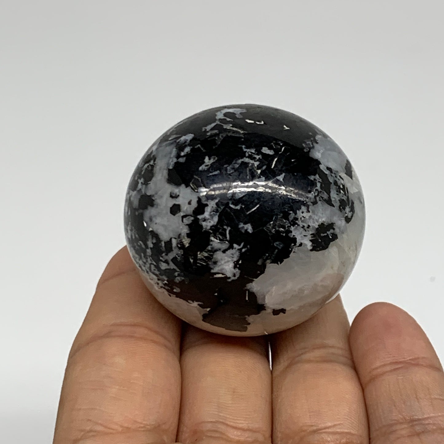 113.8g, 1.7"(43mm), Natural Rainbow Moonstone Sphere Ball Gemstone, B35174