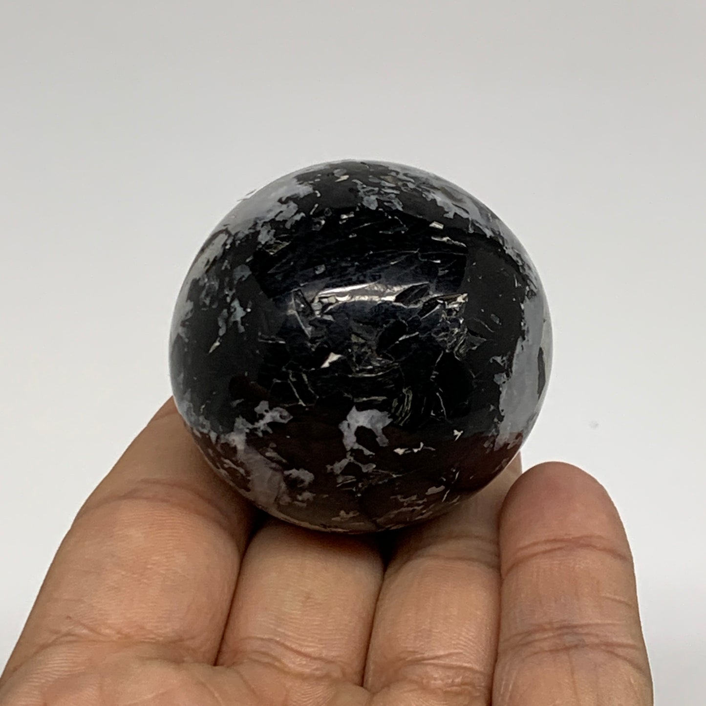 113.8g, 1.7"(43mm), Natural Rainbow Moonstone Sphere Ball Gemstone, B35174