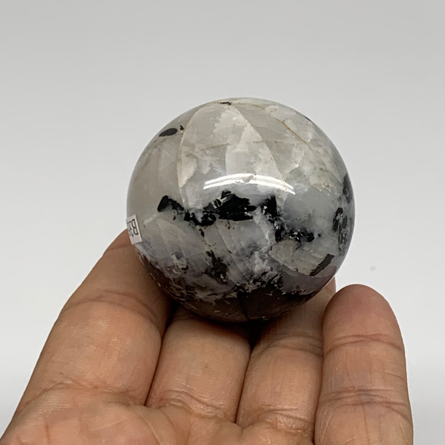 113.8g, 1.7"(43mm), Natural Rainbow Moonstone Sphere Ball Gemstone, B35174