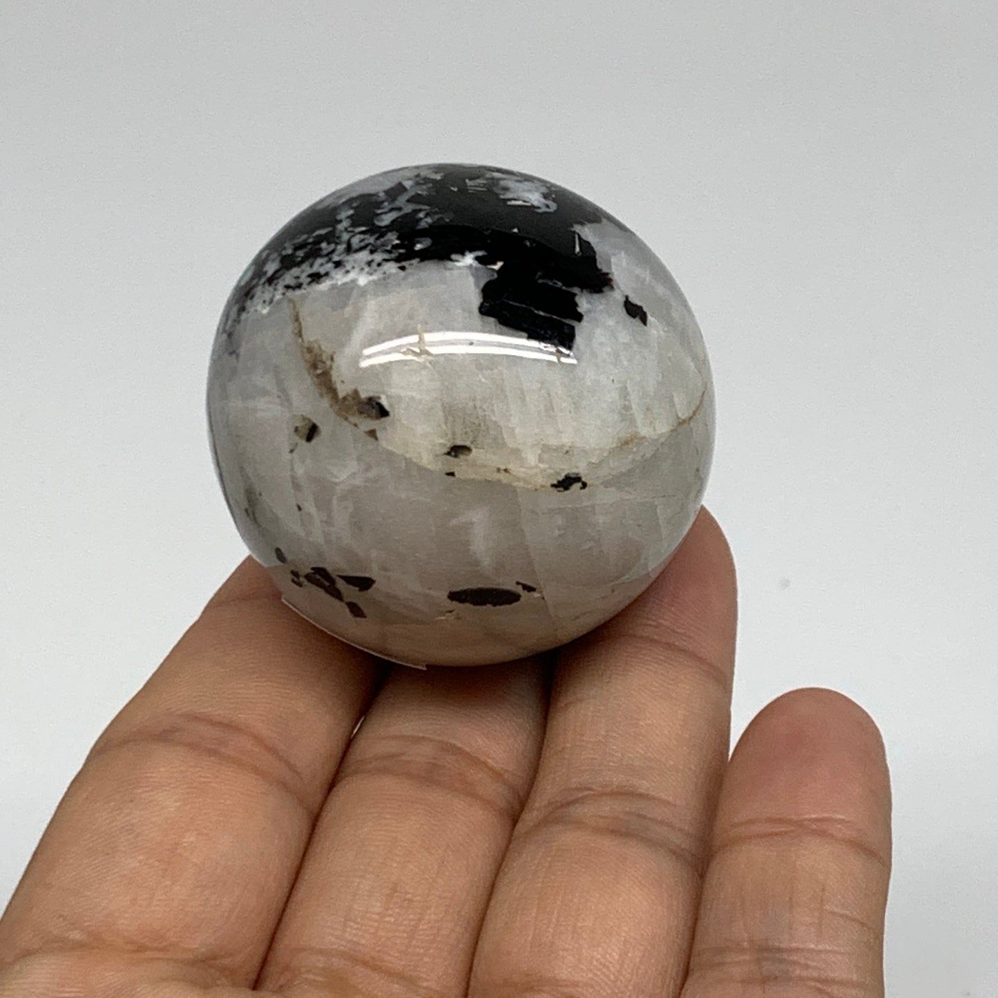 113.8g, 1.7"(43mm), Natural Rainbow Moonstone Sphere Ball Gemstone, B35174