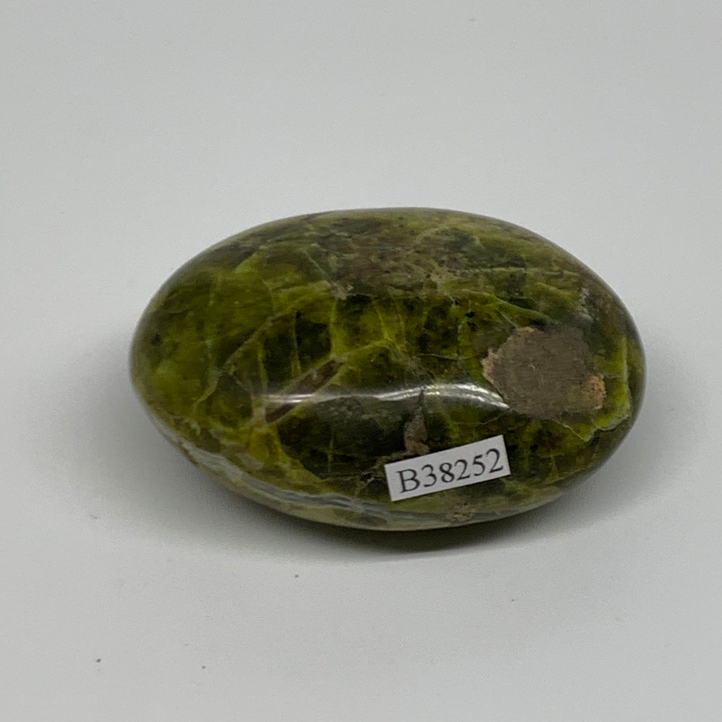 107.2g, 2.6"x1.8"x1.2", Green Opal Crystal PalmStone Polished Reiki, B38252