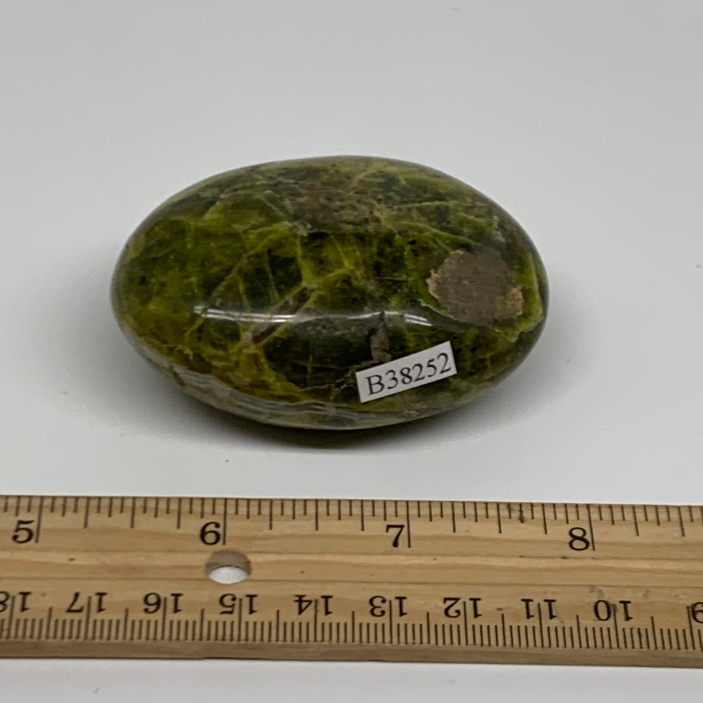 107.2g, 2.6"x1.8"x1.2", Green Opal Crystal PalmStone Polished Reiki, B38252