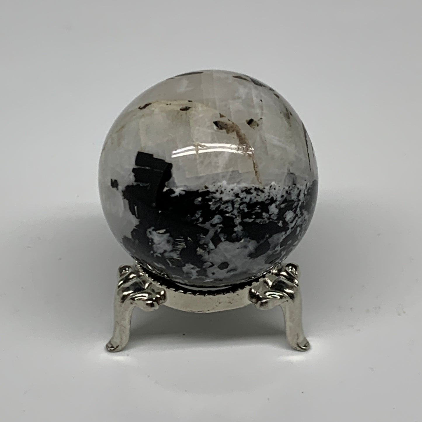 113.8g, 1.7"(43mm), Natural Rainbow Moonstone Sphere Ball Gemstone, B35174