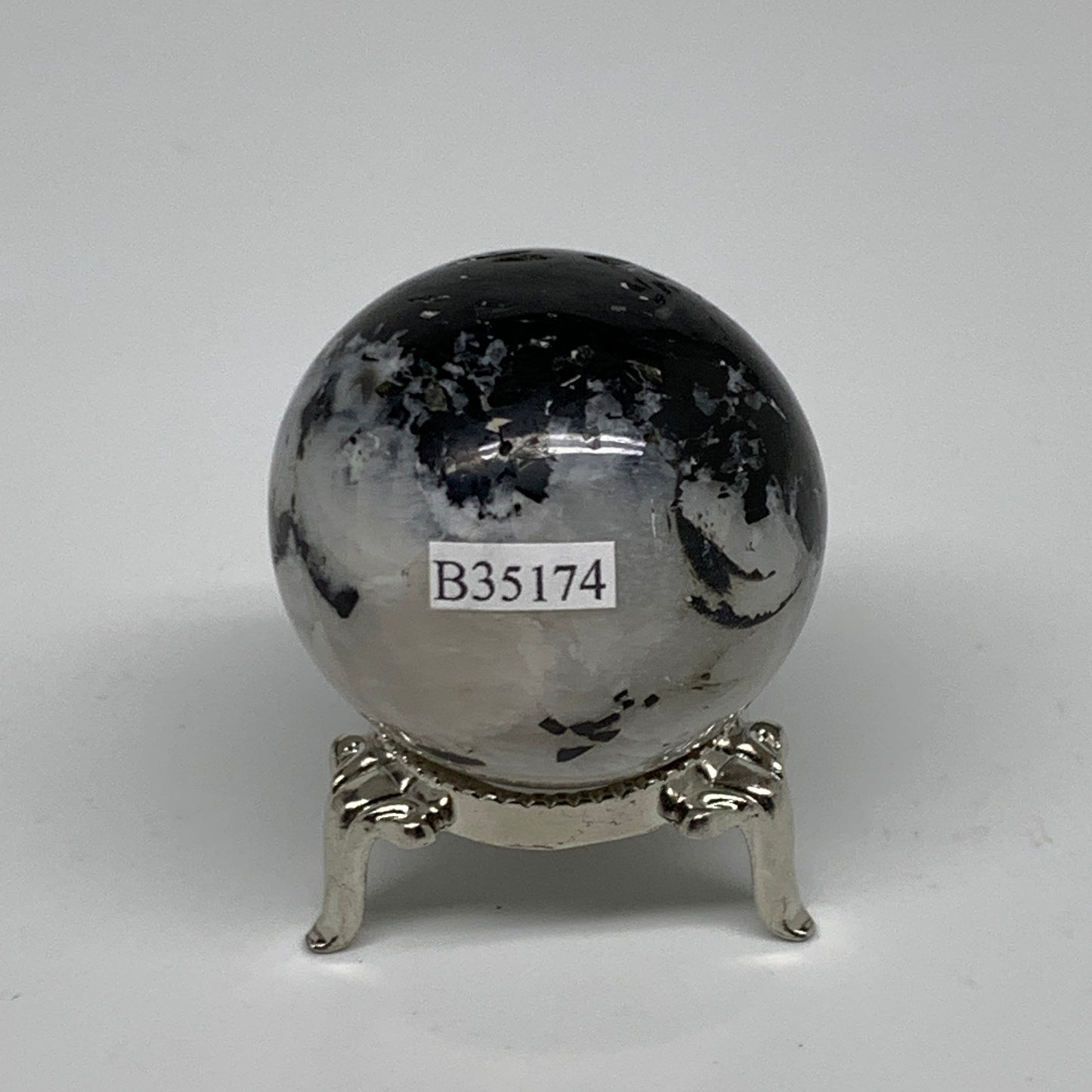 113.8g, 1.7"(43mm), Natural Rainbow Moonstone Sphere Ball Gemstone, B35174