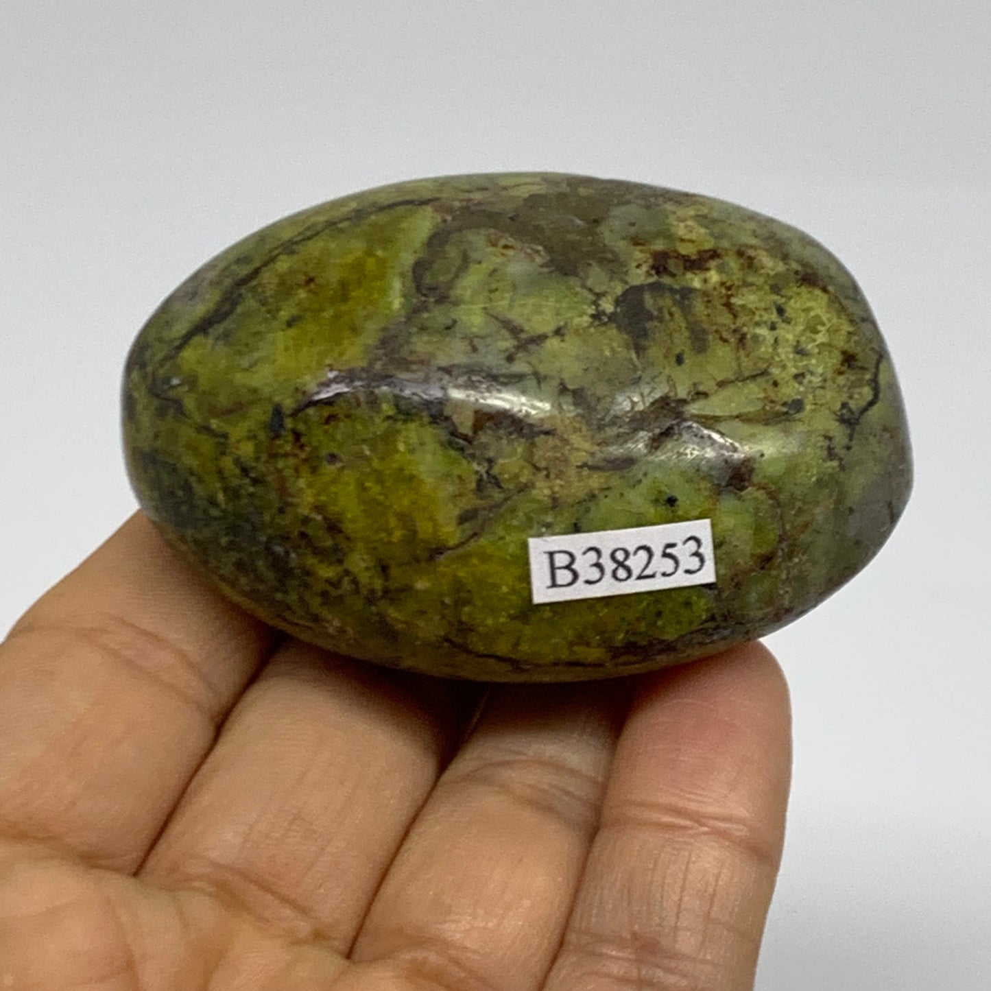 101.5g, 2.6"x1.8"x1.2", Green Opal Crystal PalmStone Polished Reiki, B38253