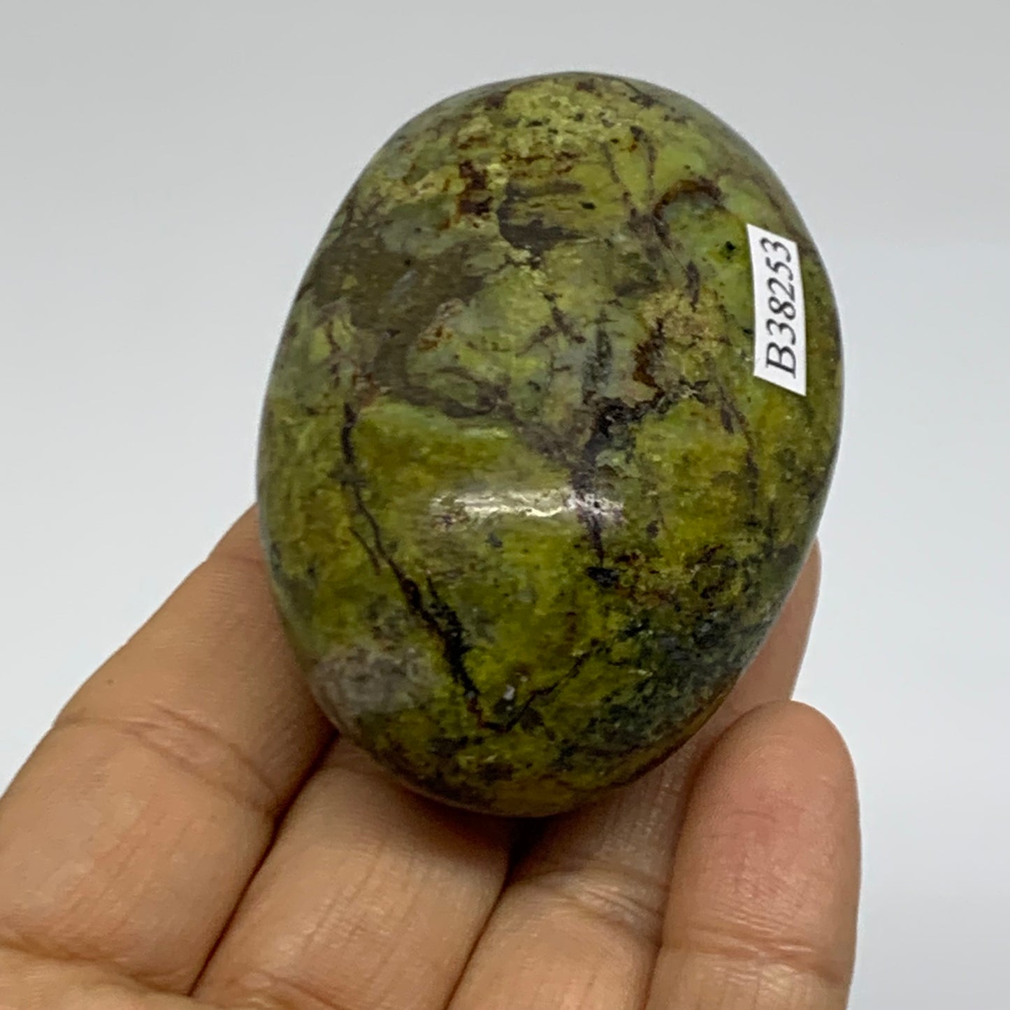 101.5g, 2.6"x1.8"x1.2", Green Opal Crystal PalmStone Polished Reiki, B38253