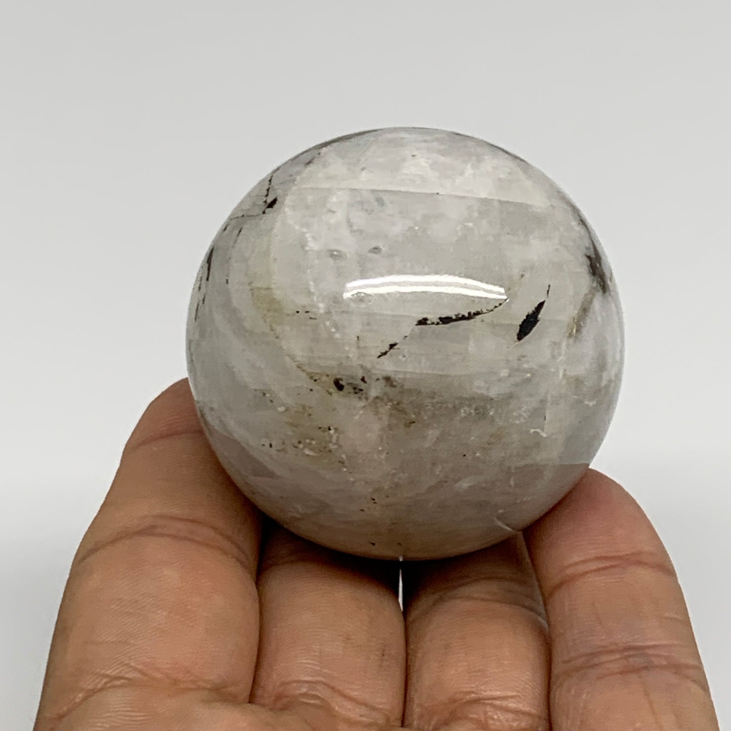 147.6g, 1.9"(48mm), Natural Rainbow Moonstone Sphere Ball Gemstone, B34389