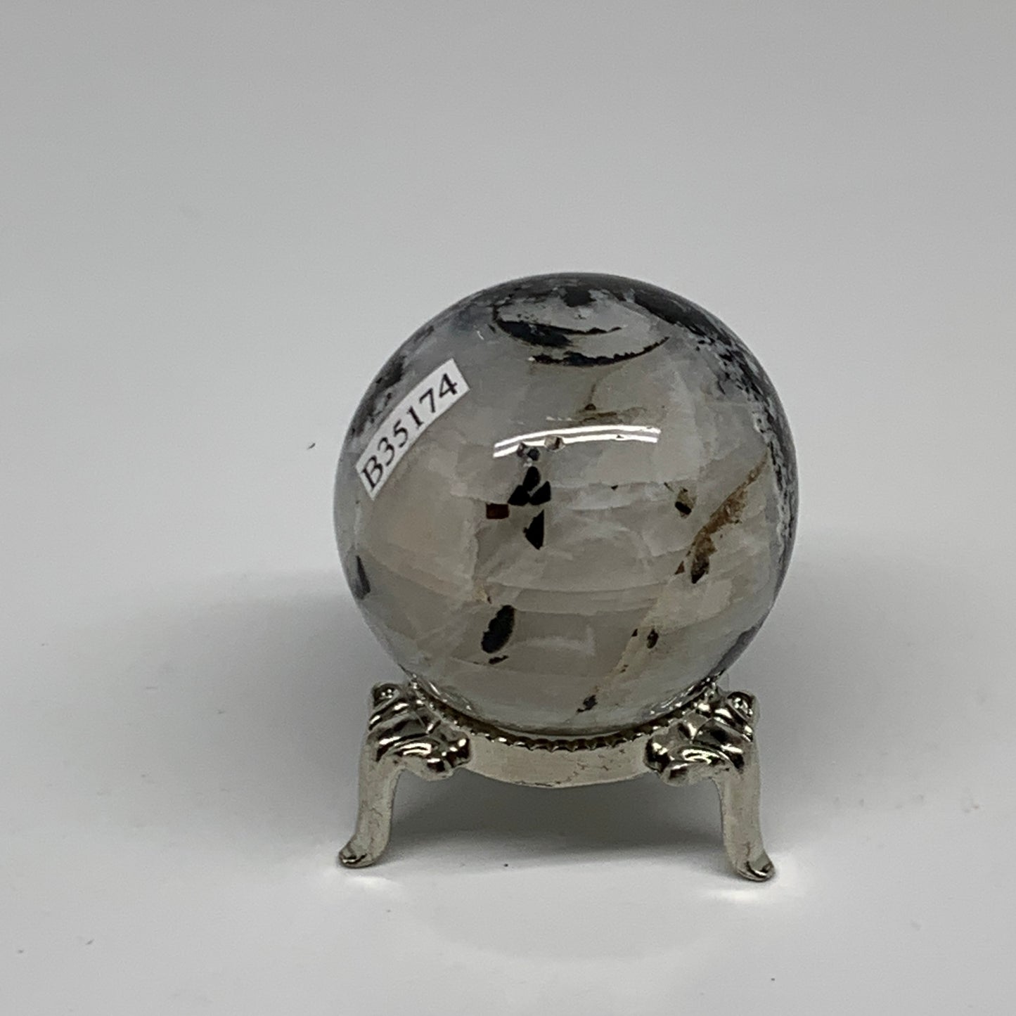 113.8g, 1.7"(43mm), Natural Rainbow Moonstone Sphere Ball Gemstone, B35174