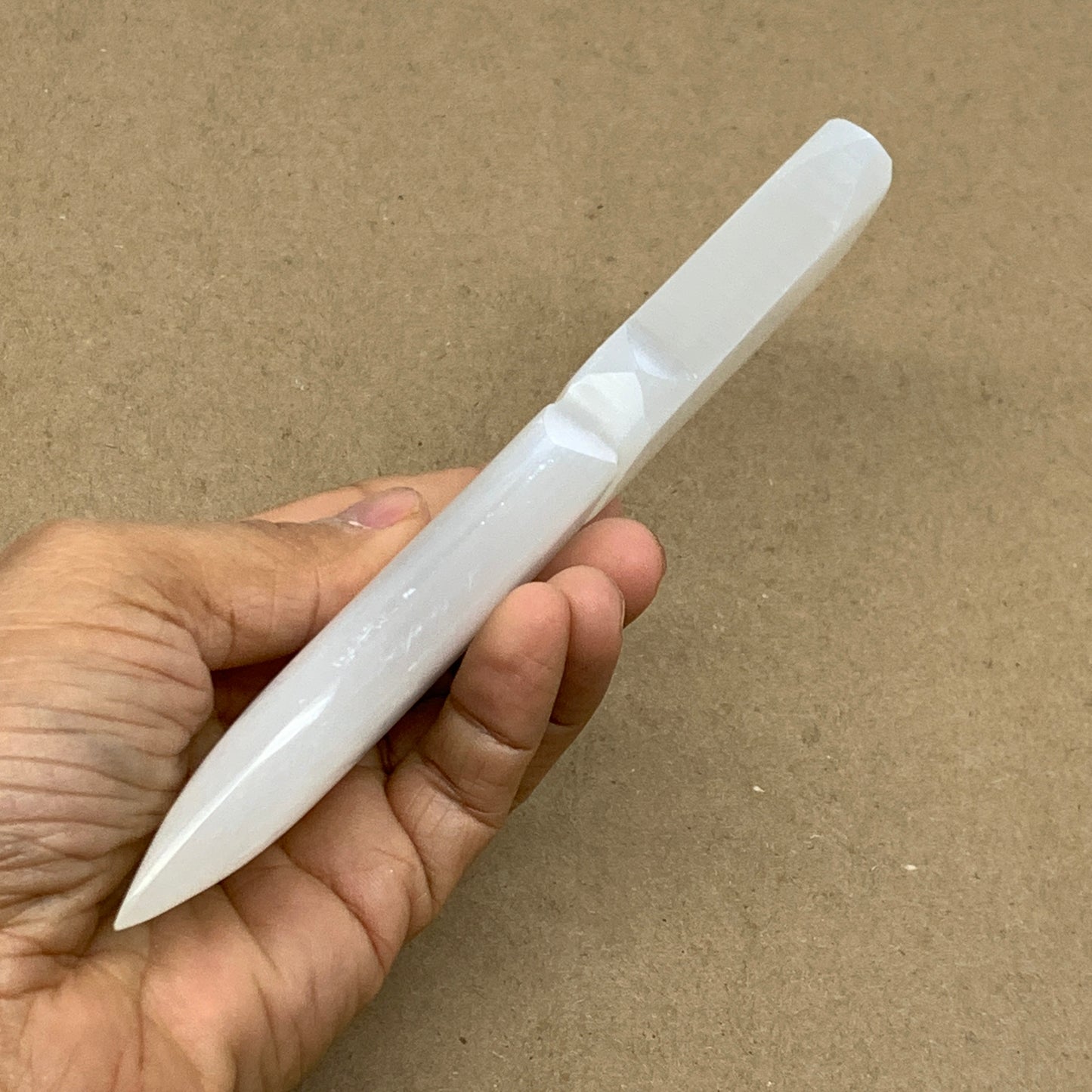 141g, 7.5"x1.2"x0.6", Natural Selenite Crystal Dagger (Satin Spar), B36909