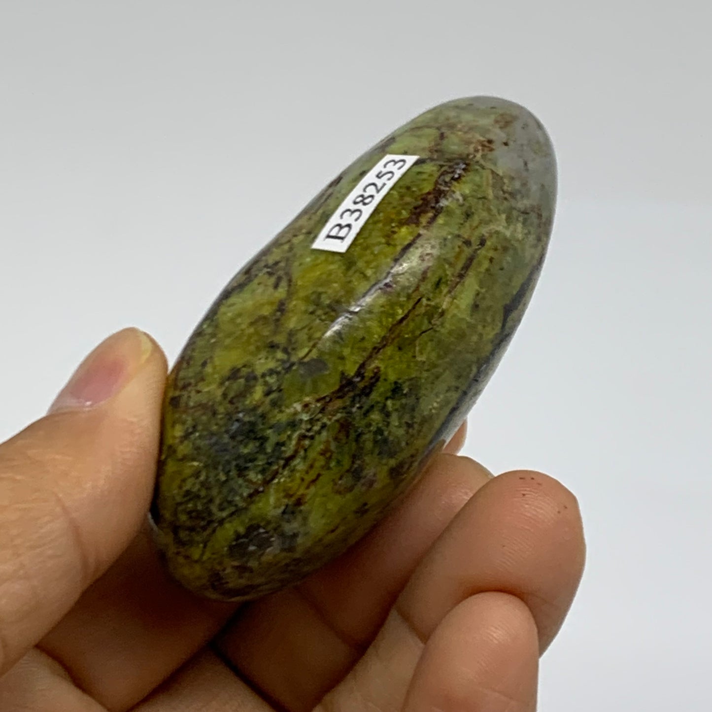 101.5g, 2.6"x1.8"x1.2", Green Opal Crystal PalmStone Polished Reiki, B38253