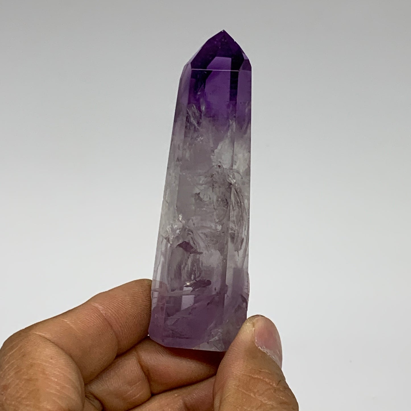 64.8g, 3.1"x1"x0.8", Natural Amethyst Tower Point Obelisk @Brazil, B32369