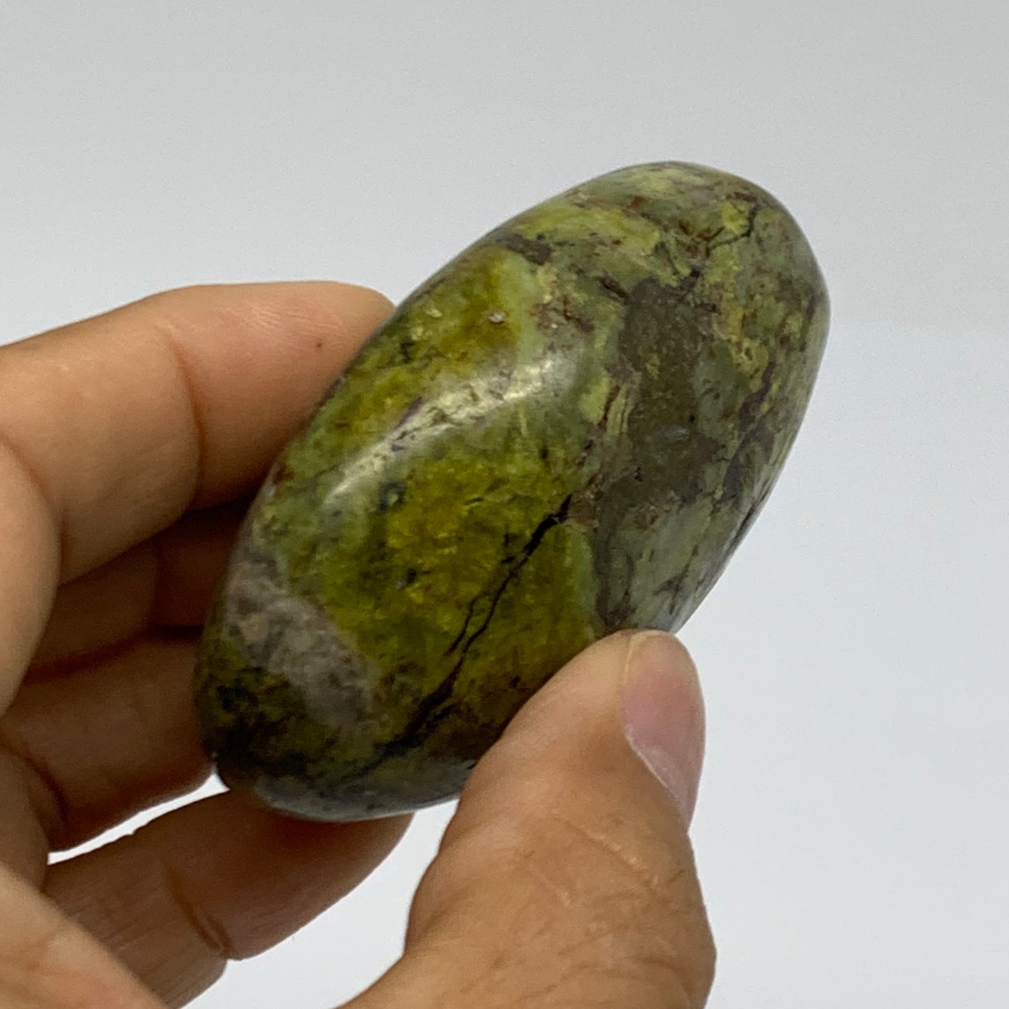 101.5g, 2.6"x1.8"x1.2", Green Opal Crystal PalmStone Polished Reiki, B38253