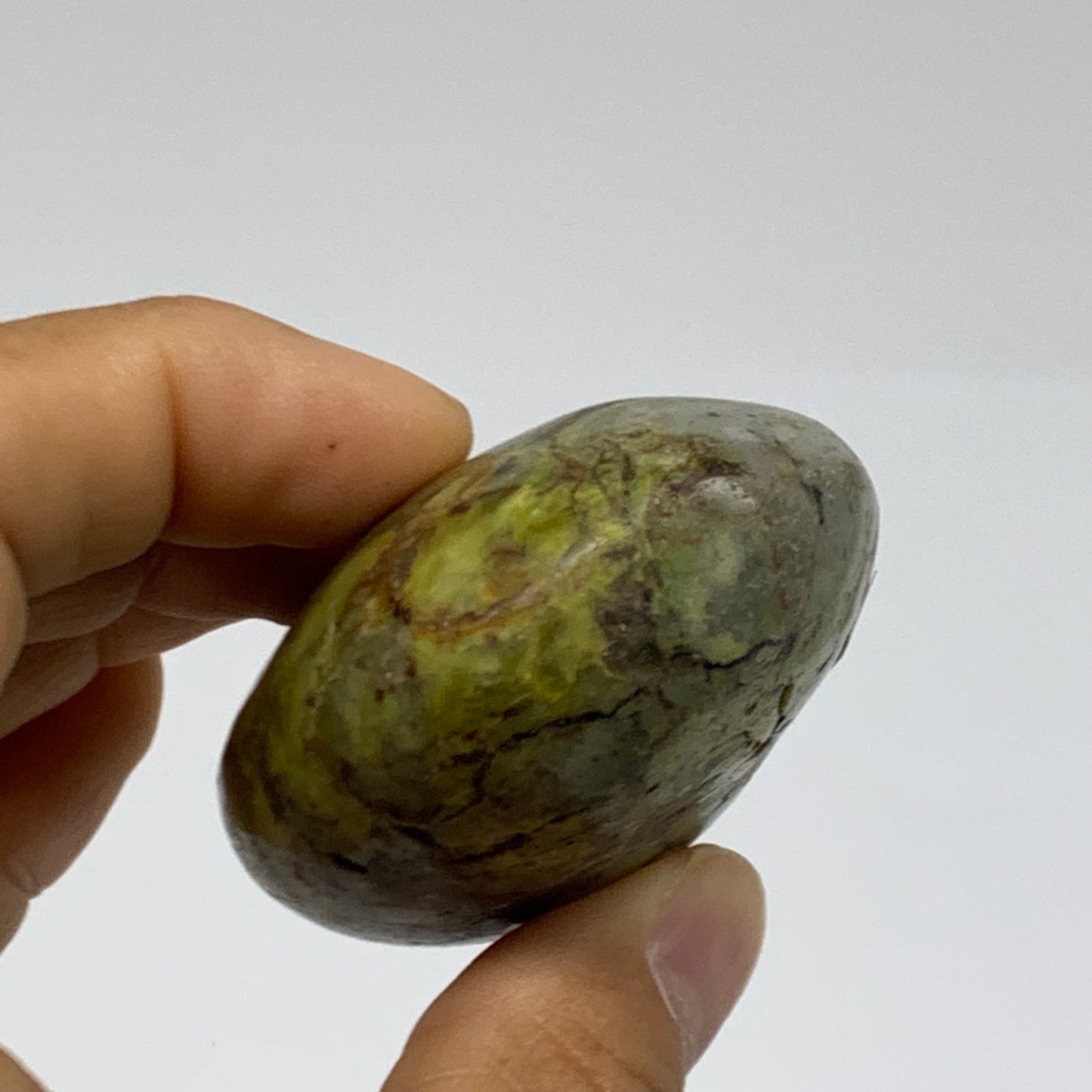 101.5g, 2.6"x1.8"x1.2", Green Opal Crystal PalmStone Polished Reiki, B38253