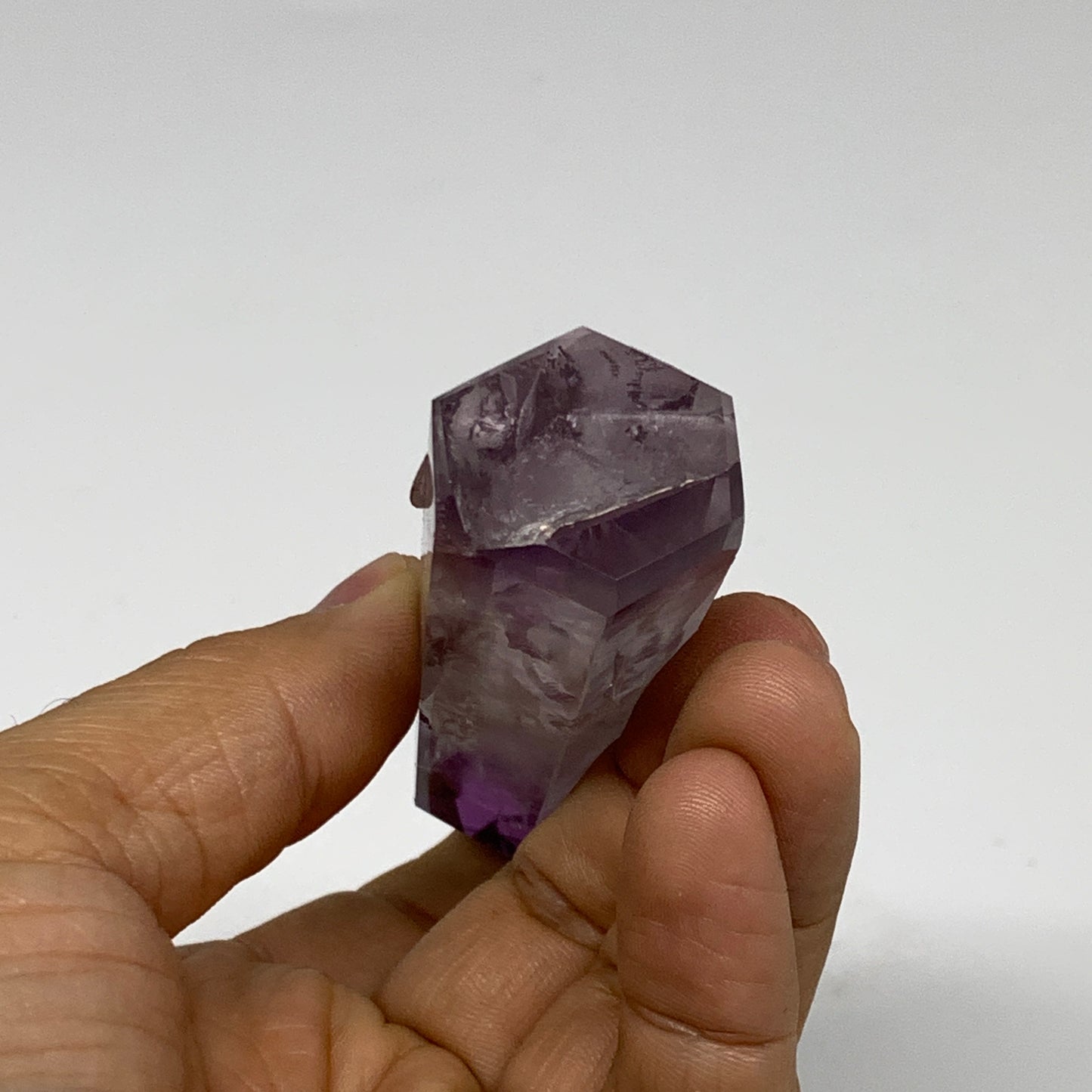 64.8g, 3.1"x1"x0.8", Natural Amethyst Tower Point Obelisk @Brazil, B32369