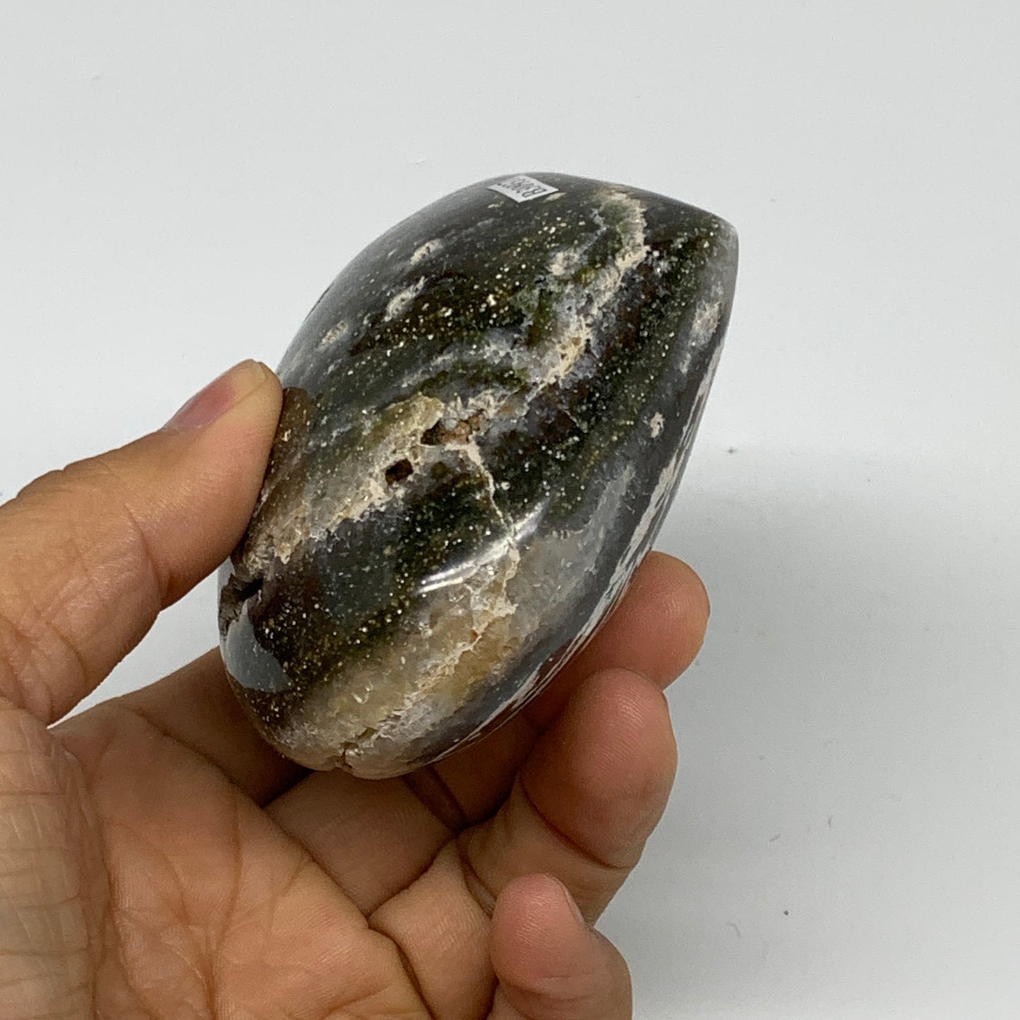 0.70 lbs, 2.8"x3.5"x1.6" Ocean Jasper Heart Polished Healing Crystal, B30937