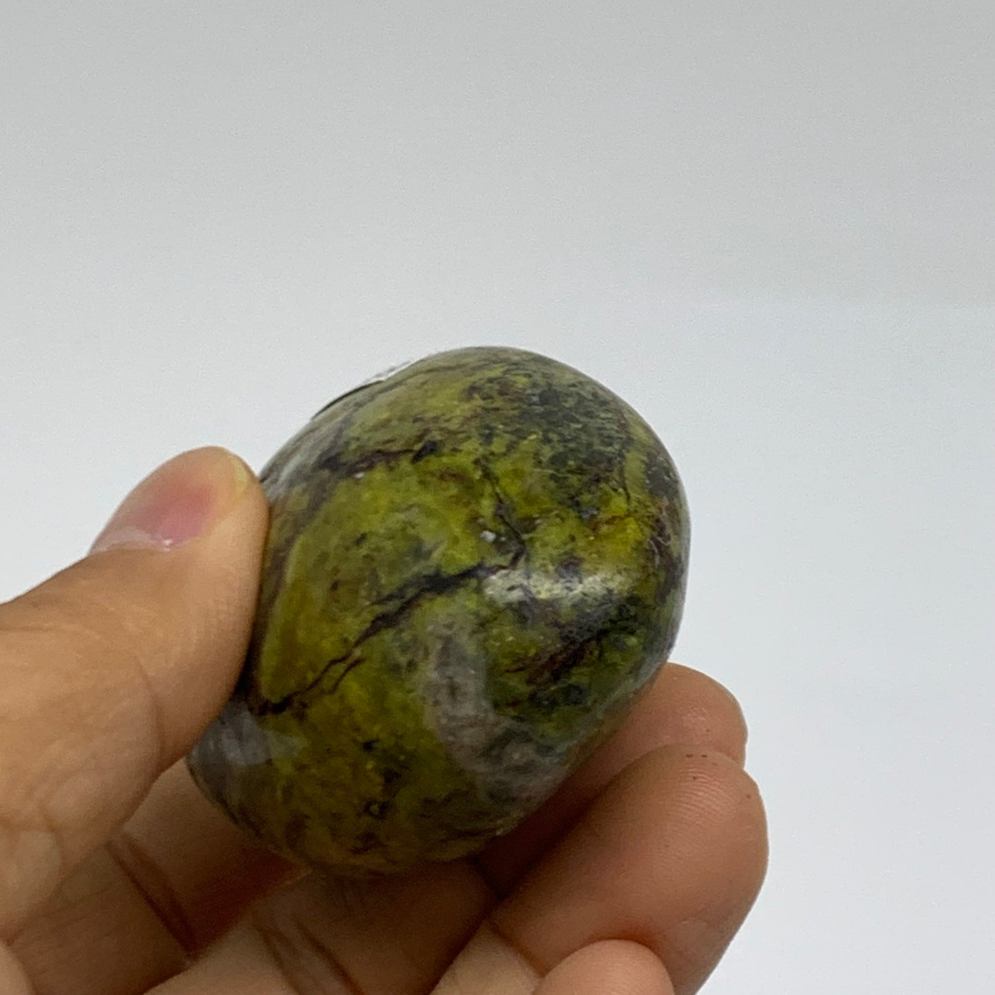 101.5g, 2.6"x1.8"x1.2", Green Opal Crystal PalmStone Polished Reiki, B38253