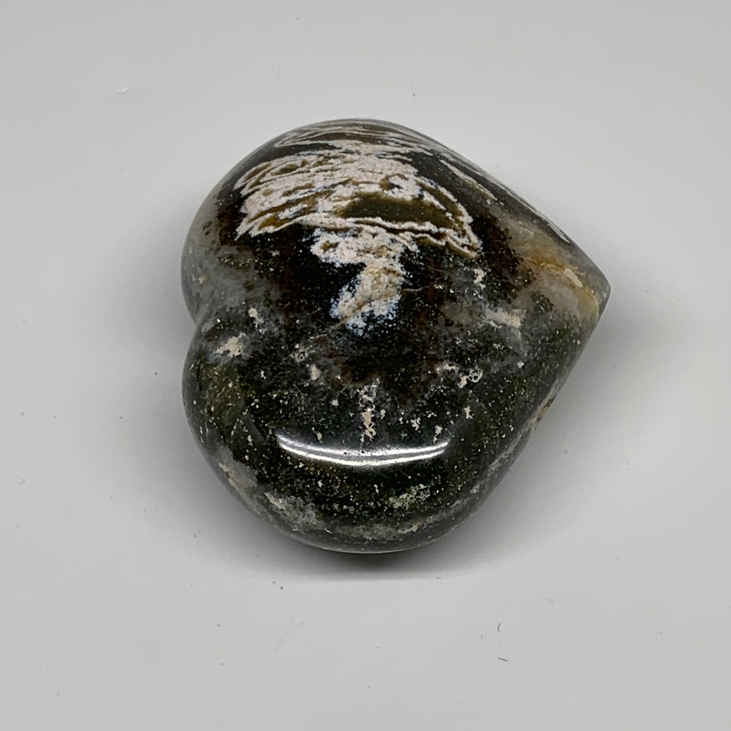 0.70 lbs, 2.8"x3.5"x1.6" Ocean Jasper Heart Polished Healing Crystal, B30937