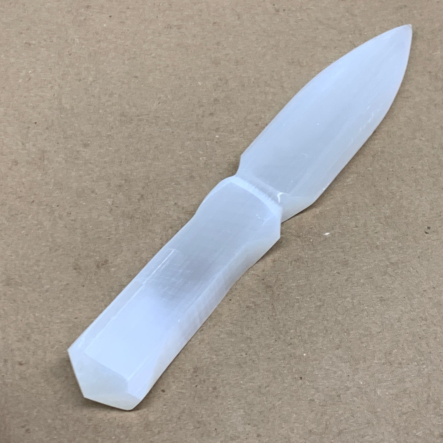 141g, 7.5"x1.2"x0.6", Natural Selenite Crystal Dagger (Satin Spar), B36909