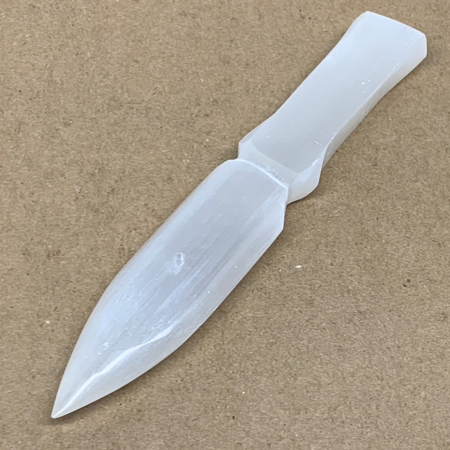 141g, 7.5"x1.2"x0.6", Natural Selenite Crystal Dagger (Satin Spar), B36909