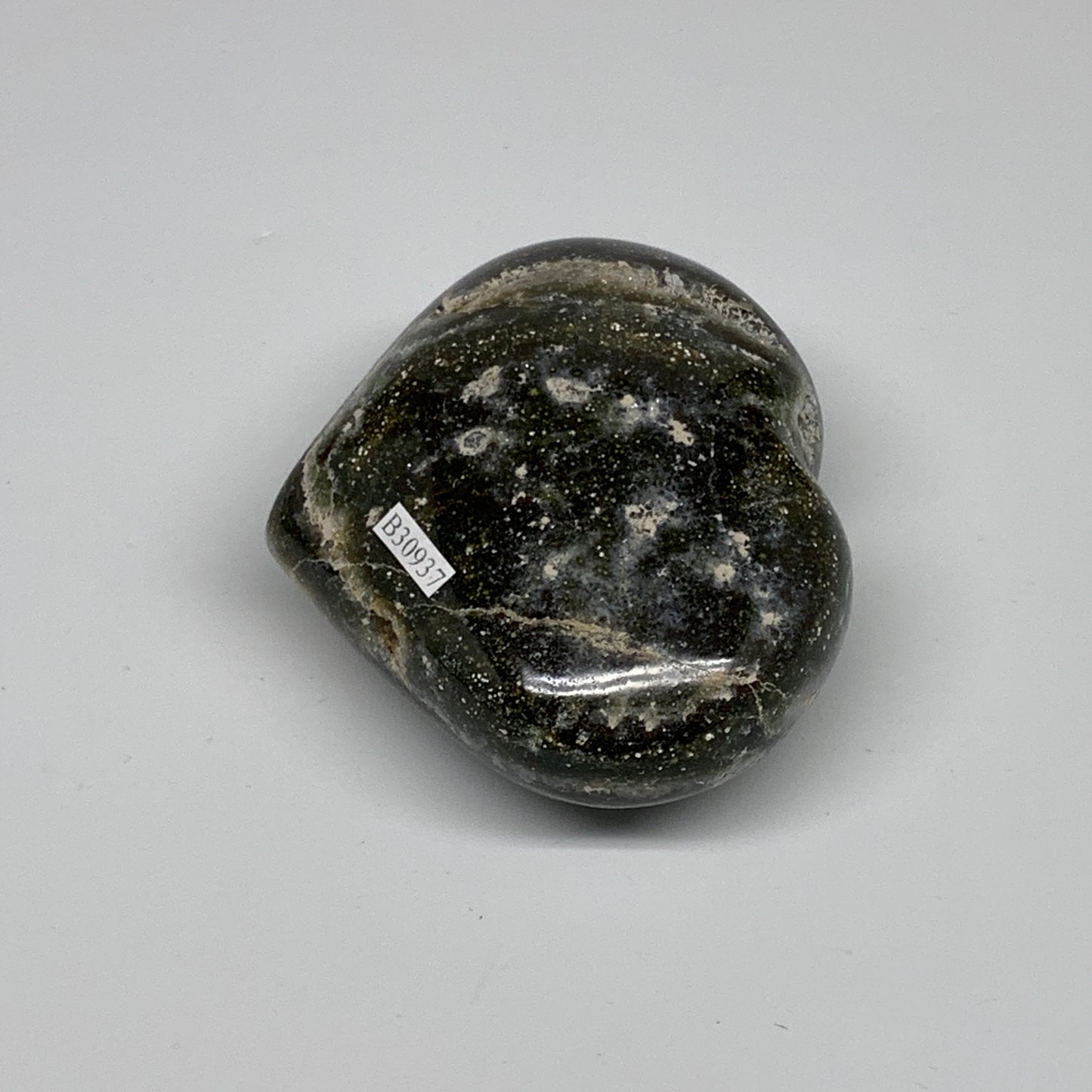 0.70 lbs, 2.8"x3.5"x1.6" Ocean Jasper Heart Polished Healing Crystal, B30937