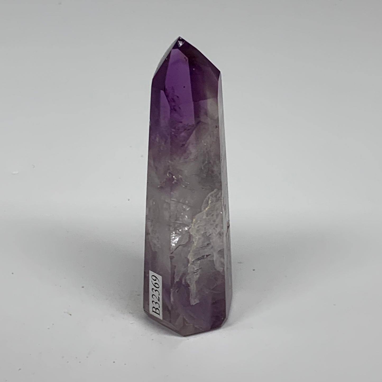 64.8g, 3.1"x1"x0.8", Natural Amethyst Tower Point Obelisk @Brazil, B32369