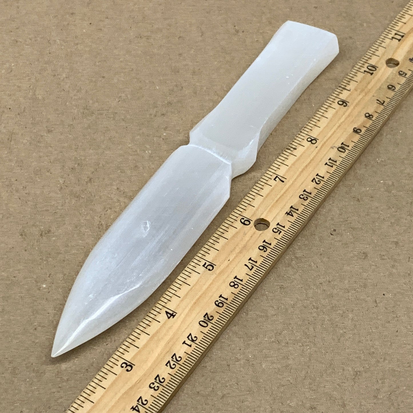141g, 7.5"x1.2"x0.6", Natural Selenite Crystal Dagger (Satin Spar), B36909